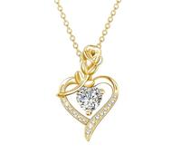 IOETSEUT sister necklace layered necklace women Luxury Rose Flower Moissanite Necklace For Women Heart Pendant Designer Jewelry Cupple Lovers Gifts Hot teacher gifts