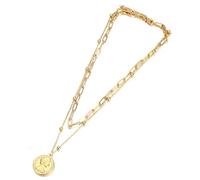 IOETSEUT sister necklace layered necklace women Multi layer Paperclip Chain Coin Pendant Necklace For Woman Choker Necklaces Jewelry Gift teacher gifts