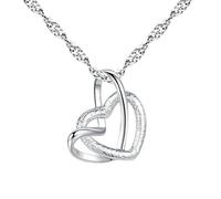 IOETSEUT sister necklace layered necklace women Necklace For Women Elegant Lady Heart Pendant Frosted Silver Color Collarbone Choker Fashion Jewerly teacher gifts