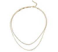 IOETSEUT sister necklace layered necklace women Paperclip Chain Crystal Choker For Women Double Layer Glitter Rhinestone Tennis Necklaces teacher gifts