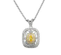 IOETSEUT sister necklace layered necklace women Pendant Necklace For Women Vintage Princess Style Yellow Cubic Zirconia Two-color Plating Gift Fashion Jewelry teacher gifts