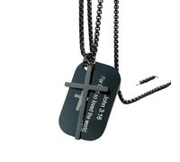 IOETSEUT sister necklace layered necklace women Personalized The Bible Cross Dog Tag Necklaces for Men Women, Black Custom Prayer Christian Jewelry teacher gifts