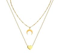IOETSEUT sister necklace layered necklace women Style Chain Moon Heart Pendants Necklaces For Women Girls Double Layer Moon Choker Fashion Jewelry teacher gifts