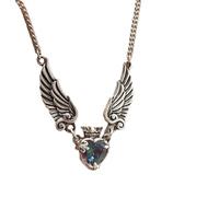 IOETSEUT sister necklace layered necklace women Vintage Gothic Heart Crown Angel Wings Pendant Necklace Women's Fashion Delicate Love Shaped Lockets Couple's Necklace teacher gifts