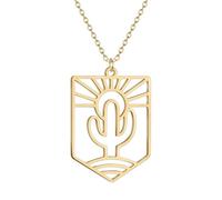 IOETSEUT Women's Clavicle Choker Cactus Sunshine Rays Geometric Necklace for Girl Trendy Unisex Jewelry Birthday Gifts