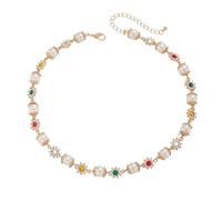 IOETSEUT womens necklace sister necklace Elegant Imitation Pearl Beads Chain Necklace for Women Collar Wed Bridal Goth Rhinestone Choker Party Jewelry Gifts New girls gifts