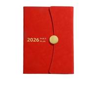 IOEUIWP 2026 Snap-on Diary With Leather Fabric, Month Index Ribbon Bookmark, Soft To Record The Main Schedule Plan for Writing & Note Taking(Red)