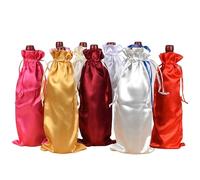 IOEUIWP 20pcs Long Silk Drawstring Bag for Red Wine Package Gift Storage Organizer Pouch Reusable Wedding Party Favors for Wedding, Travel,Party,Storage(Random)