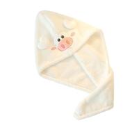 IOEUIWP 2pc Cute Cartoon Little Pig Dry Hair Cap Magic Microfiber Coral Fleece Shower Absorbent Quick Drying Towel for Bath Spa Makeup(Color1)
