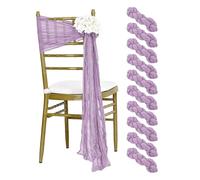 IOEUIWP 30PCS 30x275cm Wedding Sage green Chair Sashes Decoration Gauze Cheesecloth Chair Bow Chair Cover for Reception Party(30PCS light purple)