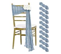 IOEUIWP 30PCS 30x275cm Wedding Sage green Chair Sashes Decoration Gauze Cheesecloth Chair Bow Chair Cover for Reception Party(30PCS Grey Blue)