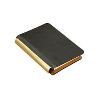 IOEUIWP A7 Gold Black Coffe PU Leather Binder 6 Ring With 50Sheet Inner Clip-on Notebook Loose Leaf for Writing & Note Taking(Black)