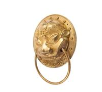 IOEUIWP Brass Knocker Beast Head Lion Head Tiger Copper Handle Antique Door Lock Handle Cyclamic Ring Decorative Fittings for Wooden Door Chair(DK1005-138)