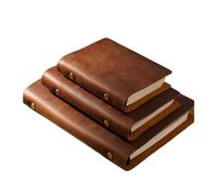 IOEUIWP Cow Leather Cover Notebook 96 Papers Small Medium Big Size Note Book DIY Diary Handmade Notepad Office School Gift for Writing & Note Taking(Red Big)