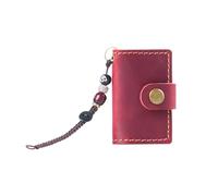 IOEUIWP Cute Tiny Leather Notebook Mini Pocket Notepad Travel Sketchbook Planner Diary Retro Cowhide Cover Booklet for Writing & Note Taking(Red)