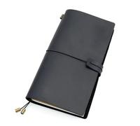 IOEUIWP Genuine Leather Traveler's Notebook travel Diary Journal Vintage Handmade Cowhide Gift planner for Writing & Note Taking(Black,A5 22x15)