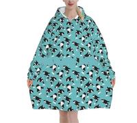 IOEUIWP Killer Whale Orca Wearable Blanket Hoodie Oversized Sweatshirts Warm Cozy Fleece Sherpa Blankets With Pockets For Women Girls for Women Men