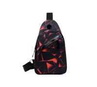 IOEUIWP Men's Chest Bags Geometric Print Oxford Cloth Casual Crossbody Bag Sports Travel Outdoor Shoulder(Red)