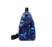IOEUIWP Men's Chest Bags Geometric Print Oxford Cloth Casual Crossbody Bag Sports Travel Outdoor Shoulder(Blue)