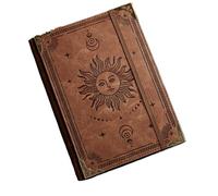 IOEUIWP Notebook Vintage Leather Tree Of Life, Thick Spell Book Planner For Student, Magic Study With Refillable Paper for Writing & Note Taking(Sun-brown)