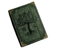 IOEUIWP Notebook Vintage Leather Tree Of Life, Thick Spell Book Planner For Student, Magic Study With Refillable Paper for Writing & Note Taking(Tree-green)