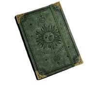 IOEUIWP Notebook Vintage Leather Tree Of Life, Thick Spell Book Planner For Student, Magic Study With Refillable Paper for Writing & Note Taking(Sun-green)
