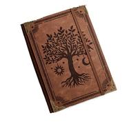 IOEUIWP Notebook Vintage Leather Tree Of Life, Thick Spell Book Planner For Student, Magic Study With Refillable Paper for Writing & Note Taking(Tree-brown)