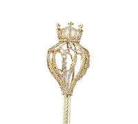 IOEUIWP Pearl Cross Rhinestone Scepter Oval Crown Cosplay Shiny Magic Fairy Wand For Cosplay(Gold A,50x8cm)