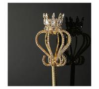 IOEUIWP Pearl Cross Rhinestone Scepter Oval Crown Cosplay Shiny Magic Fairy Wand For Cosplay(Gold B,90x8cm)