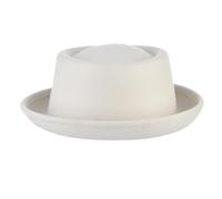 IOEUIWP Pork Pie Hat Classic Wool Soft Felt Pork Pie Hat Fedora for Men Women Autumn Winter Wool Hat Curved Brim Men Dress Hats Men's Summer(White)