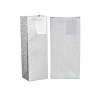 IOEUIWP Red Wine Handbag Black Hot Stamping Thicken Cardboard Single Double Bottles Champagne Portable Packag Bags for Wedding, Travel,Party,Storage(Silver,17X9X35CM_10PCS)