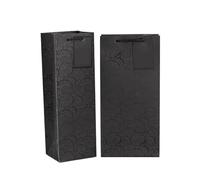 IOEUIWP Red Wine Handbag Black Hot Stamping Thicken Cardboard Single Double Bottles Champagne Portable Packag Bags for Wedding, Travel,Party,Storage(Black,12X10X36CM_20PCS)