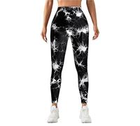 IOEUIWP Women‘s Spandex Tie Dye Scrunch Butt Lifting V Back Leggings Buttery Soft High Waist Booty Yoga Pants for women's yoga fitness(Black,S)