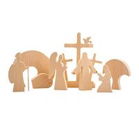 IoF Easter Resurrection Scene Ornament Religious Easter Decorations Wood Christian Empty Tomb Figurines Home Decor Nativity Set Gifts for Kids He is Risen Easter Decor for Christian Home,Office,Table