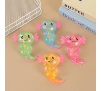 Ioffersuper 12Pcs Glitter Stress Relief Axolotl Toy Cute Malt Sugar Fidget Stress Ball Squishy Squeeze Axolotl Toy with Cards Organza Bags for Adults Anxiety Relief Birthday Party Favors (4 Colors)