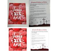 Ioffersuper 50 Sets Spanish Gospel Tract Card Set-Spanish Christian Cards & Silicone Wristbands & Transparent Bag Christian Gifts Inspirational Bible Verses Colorful Bracelets(JESÚS TE AMA)