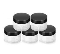 iofficego - 4oz Plastic Jars with Lids, 5 Pack BPA Free Refillable Cosmetic Jars with Lids, Clear Round Small Container for Lotion, Cream, Powder, Makeup