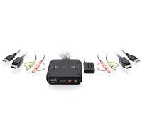 IOGEAR 2-Port USB DisplayPort Cable KVM Switch - 4K 30Hz - Remote Switch Button - Plug n Play - USB Expandable With USB Hub - 7.1 HD Audio - Mac Win - GCS52DP