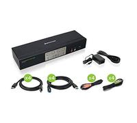 IOGEAR 4-Port 4K DisplayPort KVM Switch with Dual Video Out, RS-232 Command Control, Black, Push Button Actuator, ON-OFF-ON Operation Mode