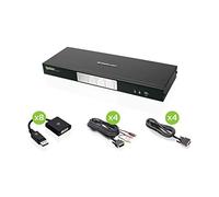 IOGEAR 4-Port Dual-Link Dual View DVI and DisplayPort KVMP Kit, Push Button Switch, ON-NONE-ON Operation, Black