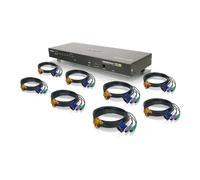 IOGEAR 8-Port USB PS/2 Combo VGA KVMP Switch with PS/2 KVM Cables, GCS1808KITP