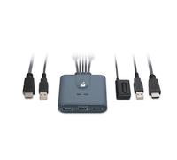 IOGEAR 2-Port HDMI USB HD Cable KVM Switch HDMI Full HD 1080p to 60Hz Design Moulded Plug-n-Play Cable 1 Keyboard, Mouse and Monitor to Control 2 HDMI Laptop/Desktop, Win10/11, Mac