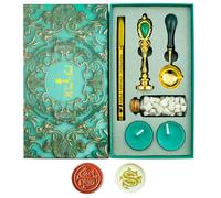 Ioggtser Letter Wax Seal Stamp Set - Alphabet S With Copper Head, Iron Handle, 60 Seal Beads, Wooden Melting Spoon, 2 Candles, and Seal Pen