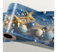 IOHEFY Ocean Starfish Wallpaper Border 196x4 Inch Peel and Stick Wall Border Self Adhesive Beach Seashell Design Removable Vinyl Trim for Living Room Bedroom Bathroom Kitchen Coastal Decoration