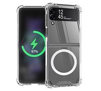 ioiFour for Samsung Galaxy Z Flip 3 Magnetic Clear Case, Compatible with Wireless Charger and Magsafe Card Wallet, Simplistic Transparent Shockproof and Drop-Proof Case (Flip 3)
