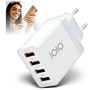 IOIO UL4 Charger | USB Charger Multiple with QC 3.0 | Adapter Multiple Plug for Socket | Quick Charger 33W | Charging Station | Power Supply USB | Compact Charging Plug