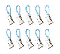 IOIUSKKU 10pcs Lightweight Rust Proof Hanging Tea Clothes Pegs Metal Kitchen Clips Durable Tea Towels Clip Space Towels, Blue, 5x1.56cm