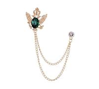 IOIUSKKU Crown Wing Brooch For Men Fashioned With Unique Chains Stylish Way To Professional Wardrobe Adding Elegance Shirt Tie Hat Scarf Dress Coat Brooch Fashion, Gold and Green, 3.5x3.2cm