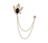 IOIUSKKU Crown Wing Brooch For Men Fashioned With Unique Chains Stylish Way To Professional Wardrobe Adding Elegance Shirt Tie Hat Scarf Dress Coat Brooch Fashion, Gold and Black, 3.5x3.2cm
