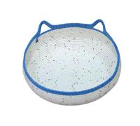 IOIUSKKU Easy To Clean Woven Cat Bed Designed Natural Cotton Rope Offers Breathing Space For Cats While Ensuring Fun Washable Round Sleeping House Bed For Indoor Cat